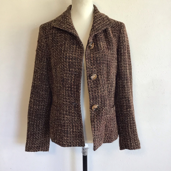 Jones New York Jackets & Blazers - Jones New York Women Vintage Brown & Black Tweed Business Blazer Jacket Size 10